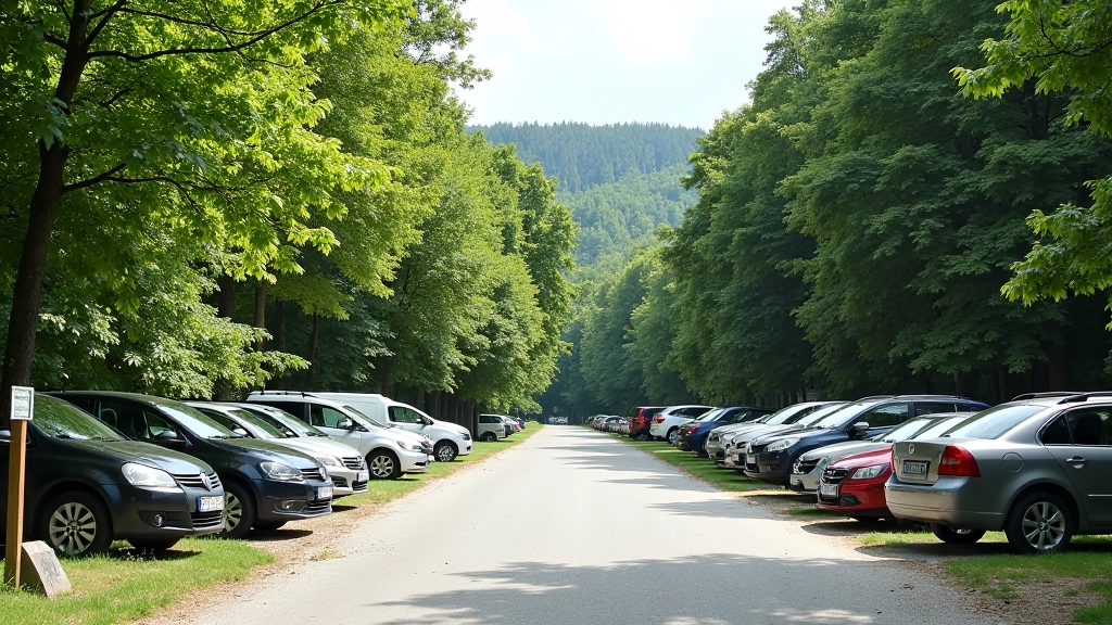 Parkovací místo u vstupu do národního parku Moravský kras